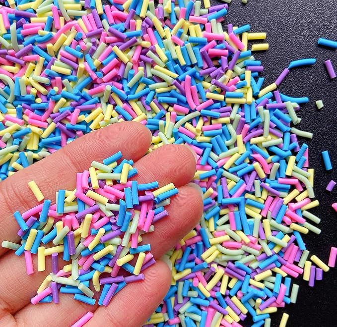 EHOPE 50g Fake Sprinkles Non-edible Polymer Clay Sprinkles Resin Sprinkles Fake Candy Sprinkles Faux Sprinkles for DIY Crafts Nail Art Cake Phone Case(Purple Green Blue Sugar granules-15A)