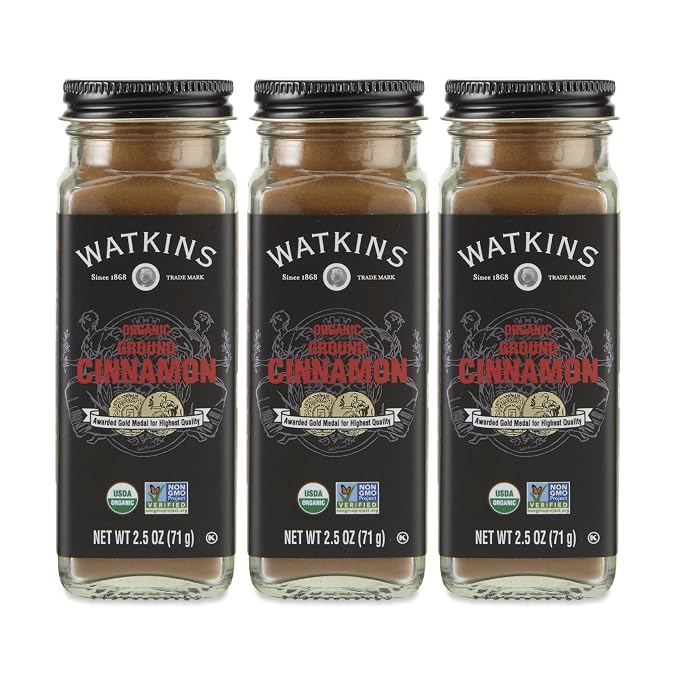 Watkins Gourmet Organic Spice Jar, Ground Cinnamon, 2.5 Ounce Jar, 3 Count