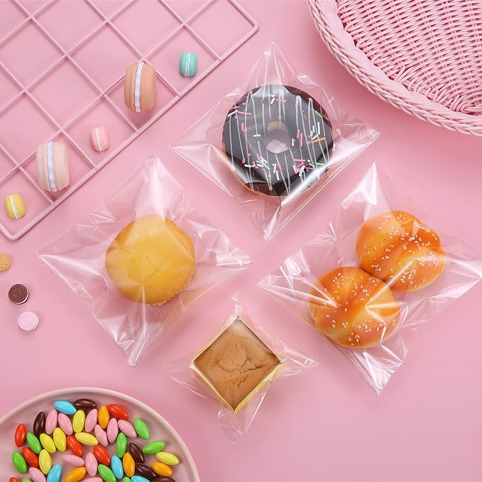 400 Pack 4" x 6" Thick Clear Resealable Cello Self Adhesive Seal Bags Packaging Bakery Cookie Cards Gifts Cellophane Poly Bags