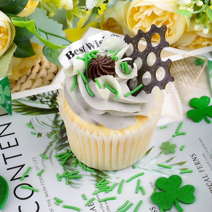 Green Jimmies Sprinkles, Edible Green Sprinkles for Baking Topping, Cupcakes, Cookies, Ice Cream & Cake Decorating, St Patrick's Day Christmas Party Supplies