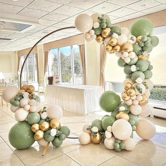 Voircoloria 130pcs Sage Green Balloons Different Sizes 18" 12" 10" 5" Olive Green Balloons for Birthday Graduation Baby Shower Wedding Anniversary New Year Party Decorations