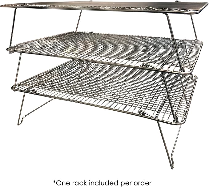 Stackable Stainless Steel Wire Half Sheet Cooling Rack(12"x17") - with Collapsible Folding Legs - For Baking, Cooking, & Grilling - Perfect for Cookies, Muffins, Bread & More