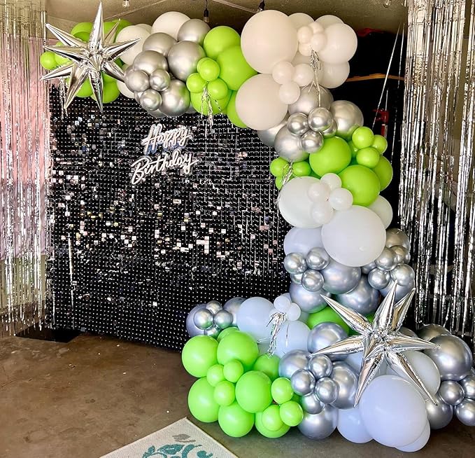 Bonropin 140Pcs Lime Green Balloons Light Balloon Garland Arch Kit 5/10/12/18 Inch Matte Latex Different Sizes as Baby Shower Birthday Jungle Dinosaur Theme Party Decorations