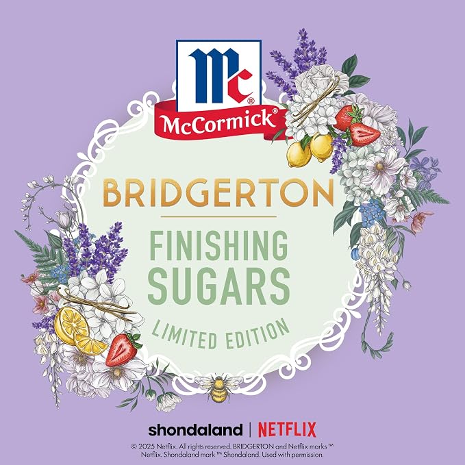 McCormick Bridgerton Finishing Sugar, Sweet Lemon, Limited Edition, Exquisite Lemon Flavor, For Elevating Baked Goods and Beverages, Garnishing, and More, 3.6 oz (Pack of 2)