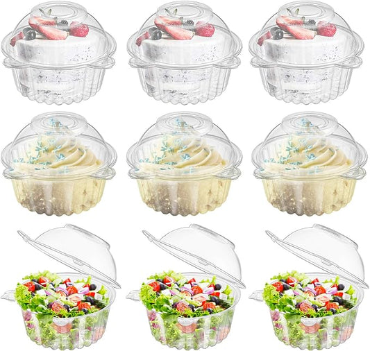 Bekith 150 Pack Individual Cupcake Containers, Plastic Cupcake Holder with Lid, Single Cupcake Boxes, Muffin Container for Party, Stackable