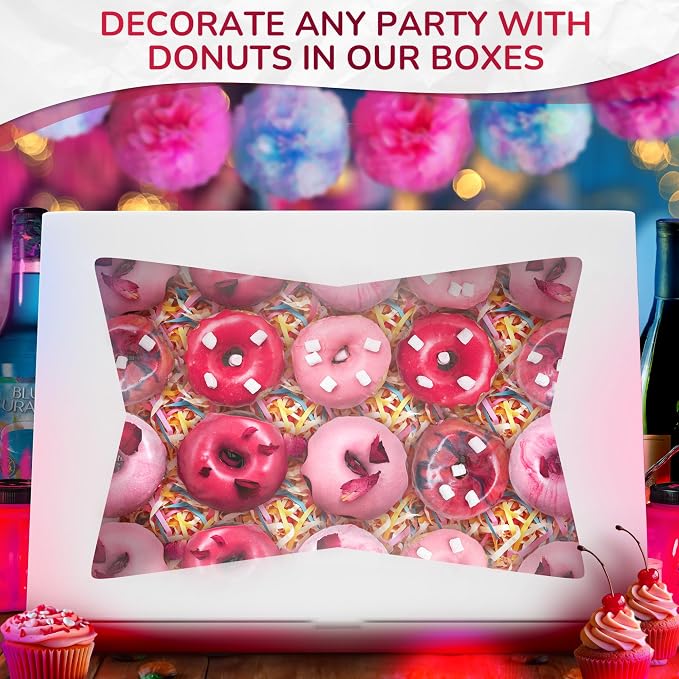20Pcs Half-Sheet Cake Boxes 19x14x4" - White Bakery Boxes with Window, Pastry and Dessert Box Set for Holiday Desserts Gifts & Presentation, Glossy Flip Top Boxes for Cakes, Cupcakes, Cookies & Donuts