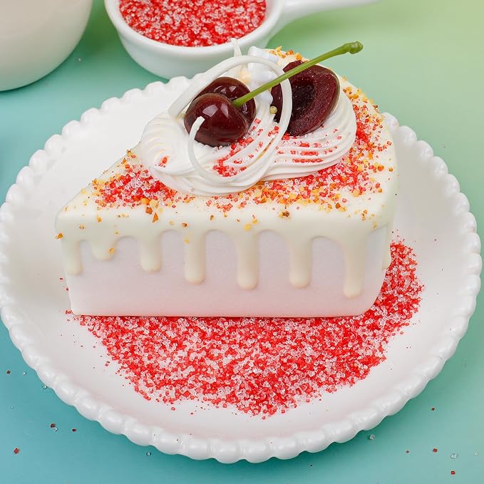 Red & White Sanding Sugar Sprinkles, 4.6 oz Edible Peppermint Sparkling Sugar Crystals for Baking Topping, Cupcakes, Cookies, Ice Cream & Cake Decorating, Wedding Valentines Christmas Holiday Supplies