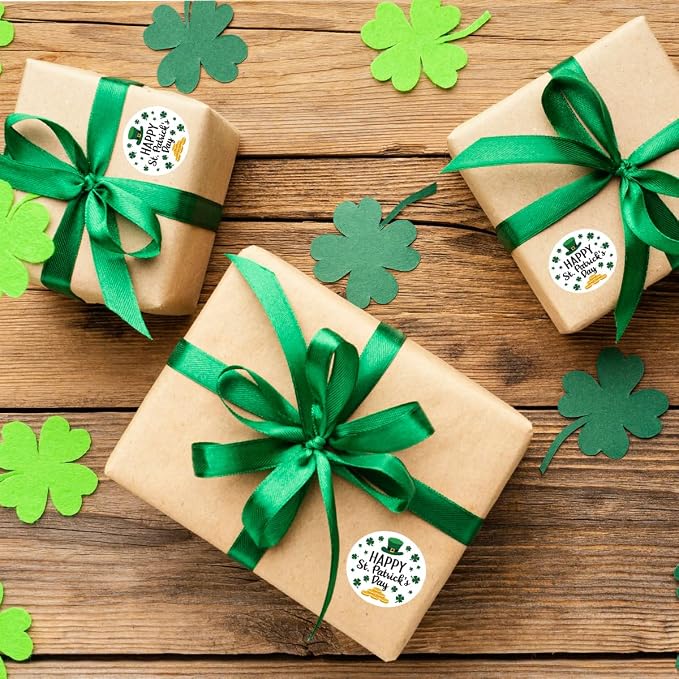 240 PCS Happy St. Patrick's Day Business Packaging Stickers,Clover Sticker for Envelopes Shipping Boxes Gift Packaging