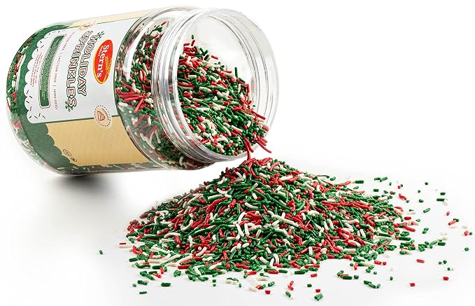 Christmas Sprinkles | Holiday Sprinkles for Baking & Cake Decorating 1.5 LB | Dairy Free & Nut Free | Stern’s Bakery