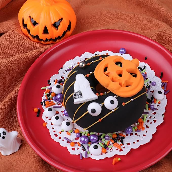 Halloween Sprinkles for Cake Decorating, Edible Candy Eyes Purple Orange Green Sprinkles, Eyeball Sprinkles for Baking Cupcakes Cookies 3.5oz