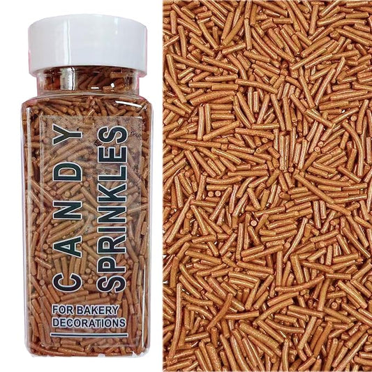 Sentovac Brown Jimmies Sprinkles Edible for Cake Decorating Brown Sprinkles Sugar Candy Cookie Cupcake Topper Ice Cream Baking Decorations Wedding Halloween Christmas Supplies 3.53oz
