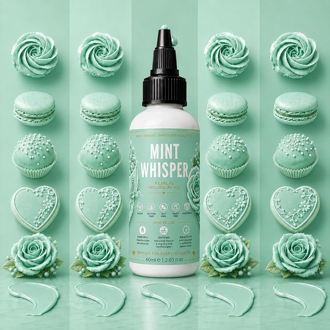 Confect Mint Whisper Gel Food Coloring – Highly Pigmented Gel Based Food Color for Buttercream, Cakes, Cookies & Baking – 60mL / 2 FL OZ