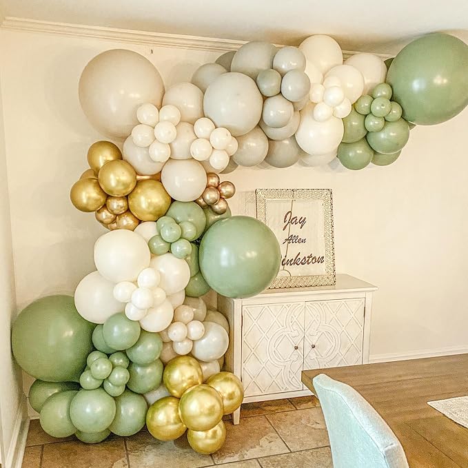 Voircoloria 90pack Sage Green Balloons Different Size 18/12/10/5 Inch Olive Green Balloon Garland Arch Kit for Graduation, Wedding, Birthday, Bridal Shower, Baby Shower, Anniversary Party Decorations