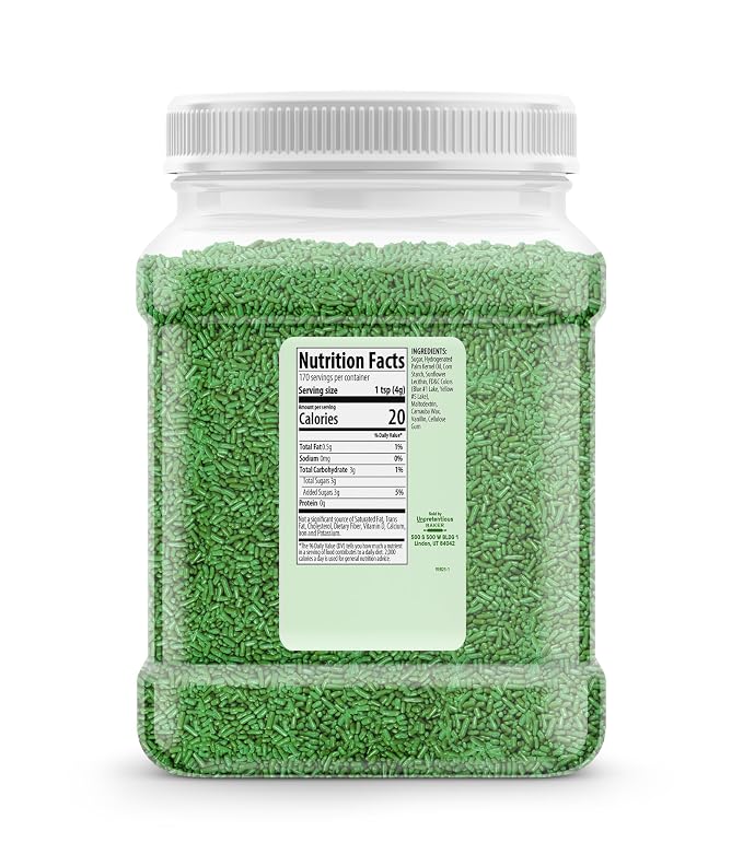 Unpretentious Green Sprinkles, Bright & Colorful, Decorative & Fun Topping for Baking (1.5 Pound)