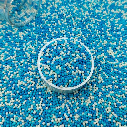 Frozen Winter Sprinkles Blue White Nonpareils Sprinkles Edible Mini Pearl Sprinkle for Cake Decorations, Baking, Ice Cream, Cookies, Donuts and Lollipops - 2mm Sugar Pearls
