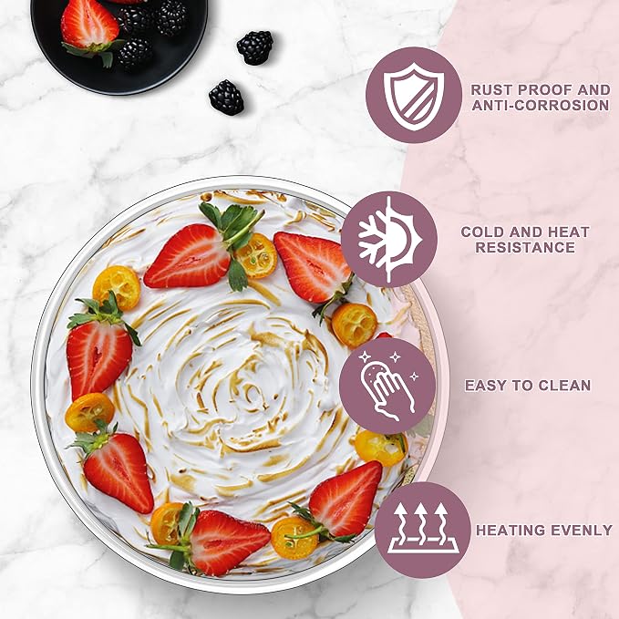 Herogo Cake Pans Set of 2, 6'' x 3'' Stainless Steel Deep Round Baking Pans, for Layer Birthday Wedding Christmas Cakes, Deep Side & One-piece Construction, Oven & Dishwasher Safe
