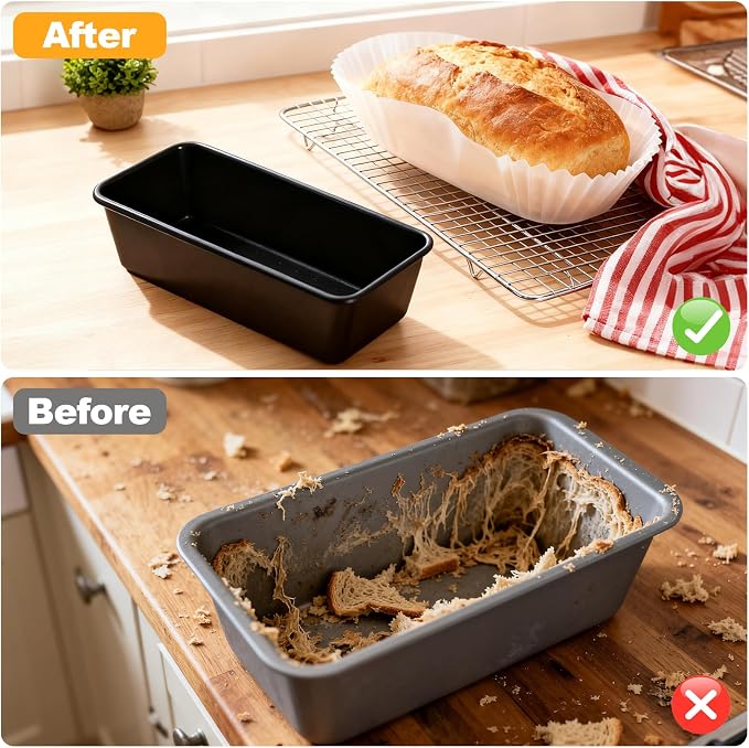 DEAYOU 80 PCS Bread Baking Liners, 2 LB Paper Loaf Pan Liners, Greaseproof Bread Tin Liner for Cakes, Snacks, Weddings, Parties, White, 7.87" L x 3.6" W x 2.9" H