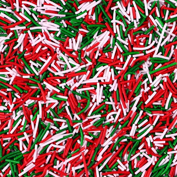 Christmas Jimmies Sprinkles for Cake Decorating 4.2oz Edible Holiday Sprinkles Red Green and White Sprinkles for Cupcake Topper Cookie Chocolate Cake Ice cream Decorations Baking Xmas Party