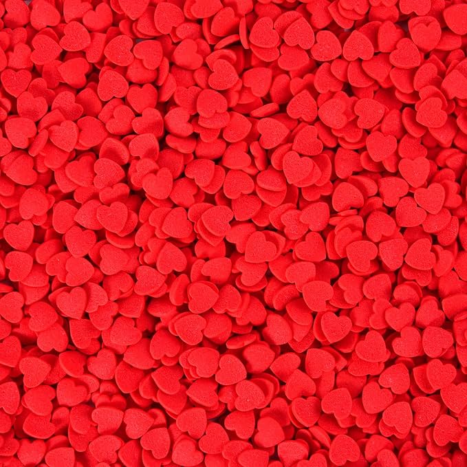 Red Heart Confetti Sprinkles 7 oz Edible Valentine Sprinkles for Cake Decorating Candy Cupcake Cake Topper Cookie Baking Decorations Christmas Valentine's Day Wedding Supplies