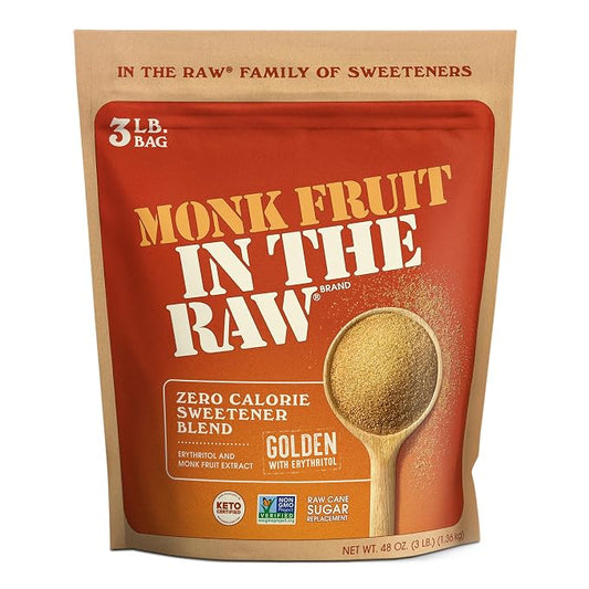 MONK FRUIT IN THE RAW, Golden 48 oz Baker's Bag, Pack of 1, Natural Monk Fruit Sweetener w/Erythritol, Sugar-Free