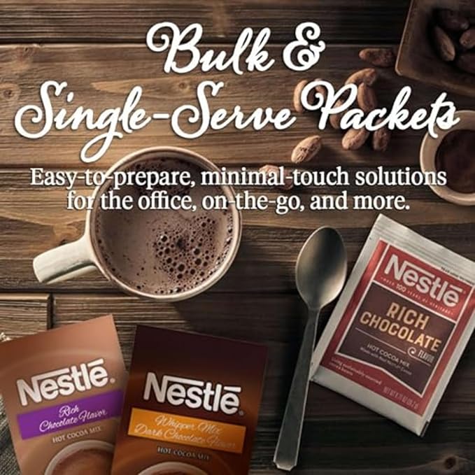 Nestle Hot Chocolate Packets, Hot Cocoa Mix, Rich Chocolate Flavor, Made with Real Cocoa, Bulk Pack, 0.71 oz Packet (50 Count)