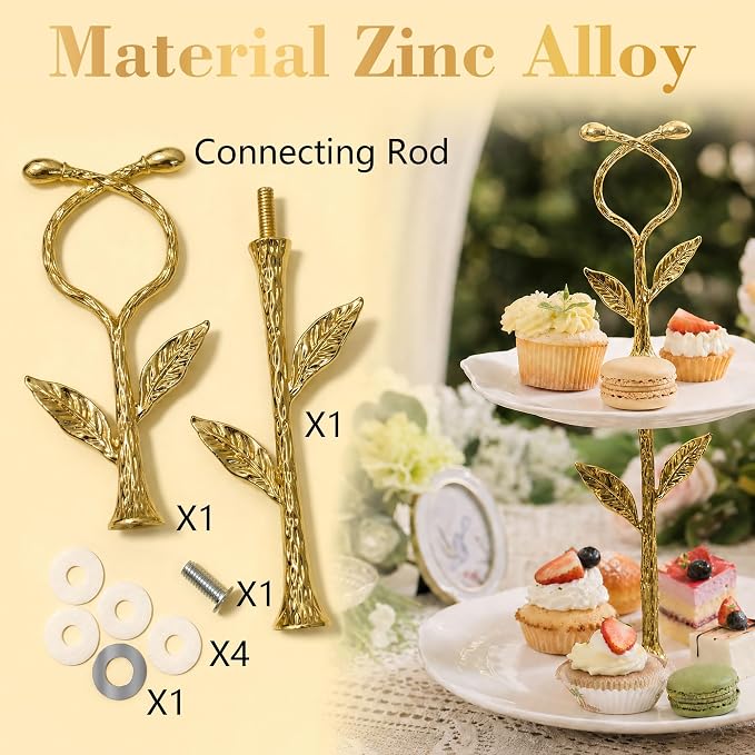 2 Tier Gold Cake Stand Tiered Tray Hardware Kit, Dessert Plate Hardware