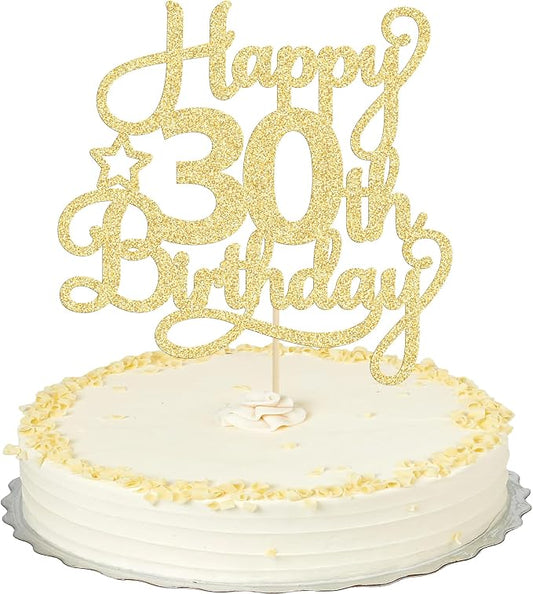 1 Pack Happy 30th Birthday Cake Topper Gold Glitter 30 & Fabulous Cheers to 30 Years Old 30th Birthday Cake Pick for Celebrating 30th Birthday Anniversary Party Cake Decorations Supplies