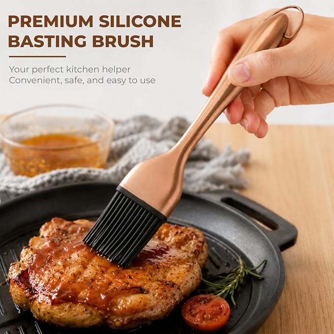 2Pcs Silicone Basting Brush Grilling with 2 Backup Heads, Stainless Steel Handles, No Shed Bristles, Heat Resistant Dishwasher Safe for Pastry, Sauce, Oil, BBQ Grill, Kitchen, Cooking & Marinating