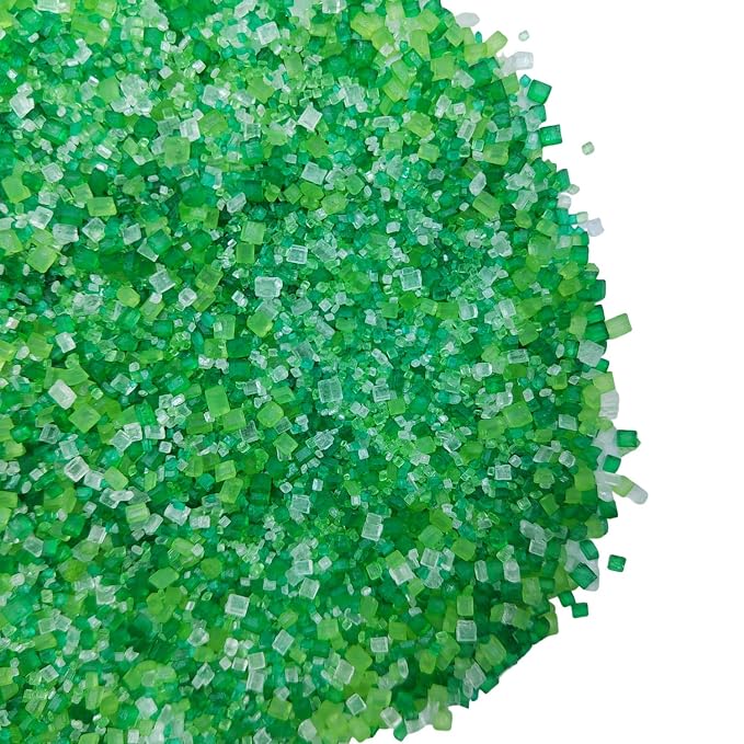 St. Patrick's Day Sprinkles Sugar Crystals for Cake Decorating, White Green Sprinkles Mix, Edible Large Crystals Sparkling Sugar for Baking, Birthday, Ice Cream, Cookies, Cake Decorations