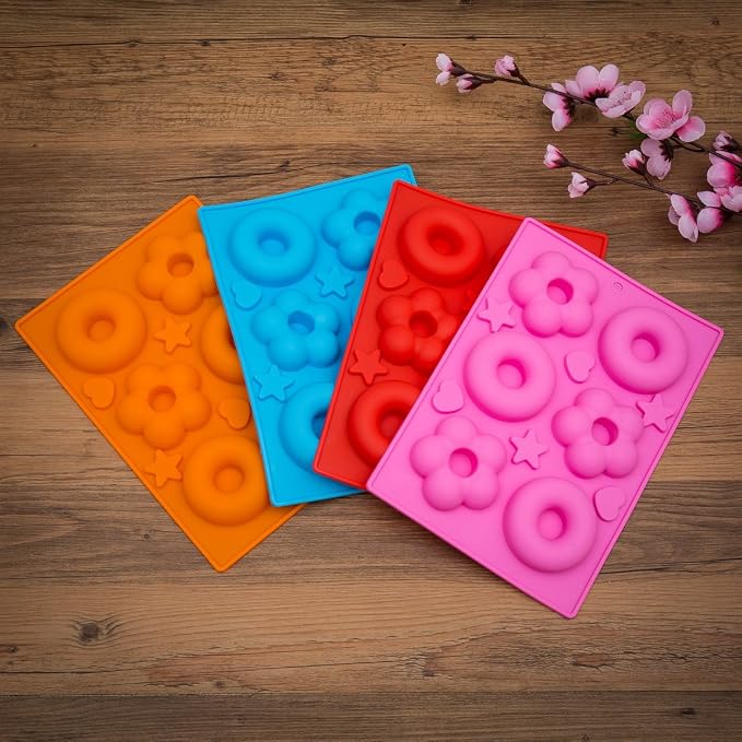 Soft Silicone Ice Cube Tray Ice Maker Mold Donuts Mold Cake Mold Chocolate Mold (Red)