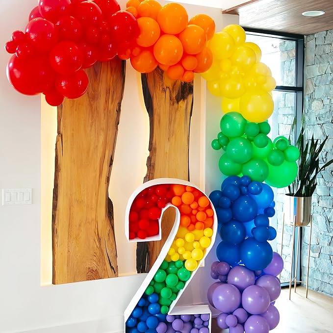 Voircoloria 134pcs Rainbow Balloon Arch Kit Different Sizes 18" 12" 10" 5" Assorted Color Latex Balloon Garland Arch Kit for Birthday Baby Shower Graduation Wedding Gender Reveal Party Decorations