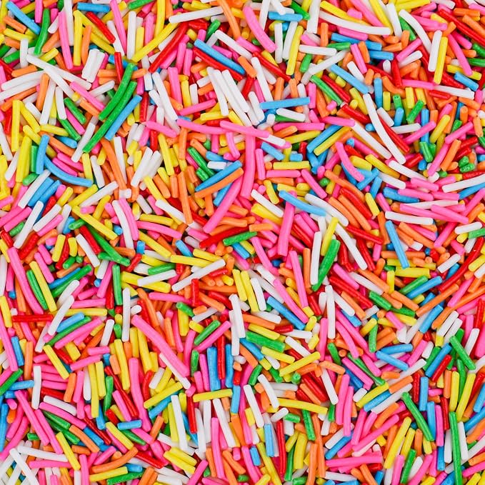 Rainbow Jimmies Sprinkles, Edible Rainbow Sprinkles for Baking Topping, Cupcakes, Cookies, Ice Cream & Cake Decorating, Birthday Party Celebration Supplies