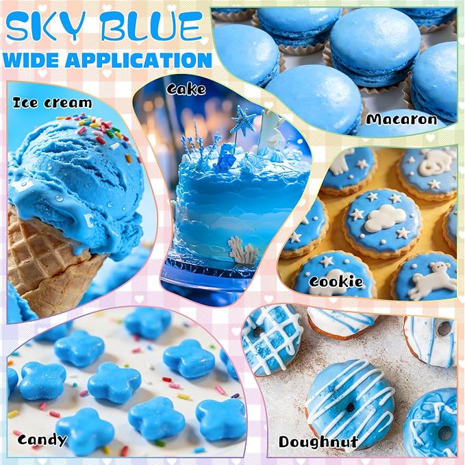 Sky Blue Natural Food Coloring - 50ml Plant Based Food Dye, No FD&C & Artificial Dyes, Gluten-Free, Food-Grade, Vibrant Liquid Colors for Icing, Baking, Cake Decorating, Frosting, Fondant, Slime - 1.69 Fl.Oz Bottles