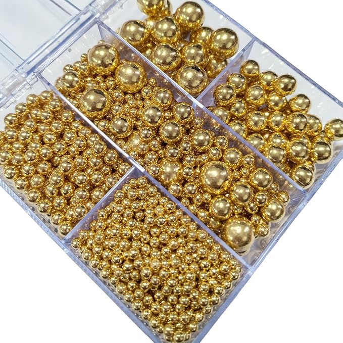 Edible Gold Pearl Sprinkles for Cake Decorating, Mixing 4 Sizes Sugar Cupcake, Ice Cream, Donuts, Macaron Toppings Supplies 90g/ 3.17oz