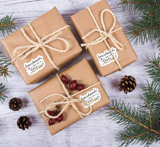 500 PCS Cute Handmade with Lots of Love Thank You Stickers,Funny Small Business Envelopes Stickers for Business Packages Bags, Online Retailers Small Shop Mail Envelopes