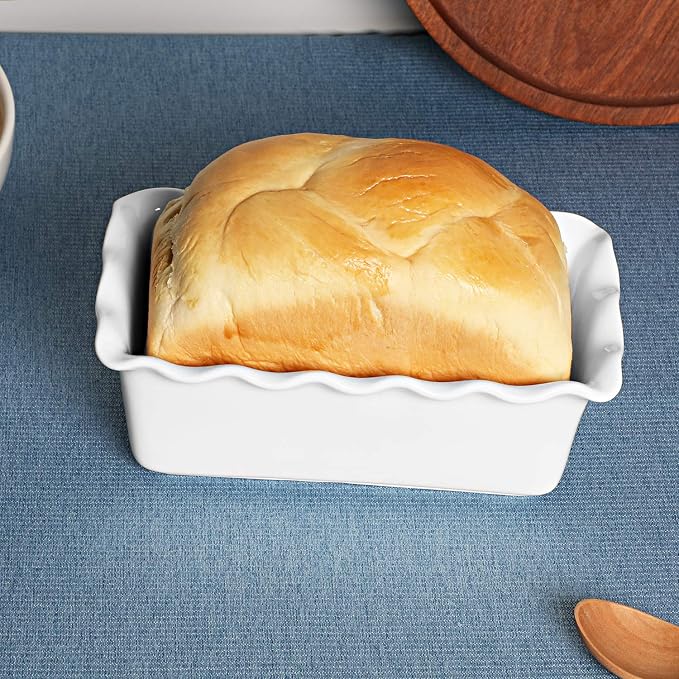 Porcelain Nonstick Baking Bread Loaf Pan, 8.5 x 5 Inch, White