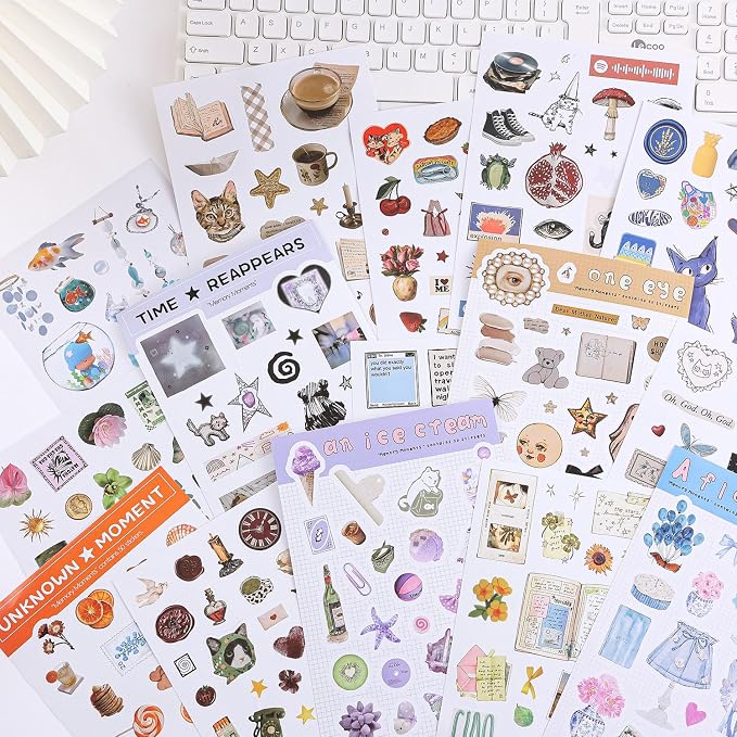 Girl's Korean Sticker Book, Food and Daily Life Theme - 1300+ Cute Dream Style Foodie Stickers, for DIY Scrapbooking Journaling Handbook Decoration Pink
