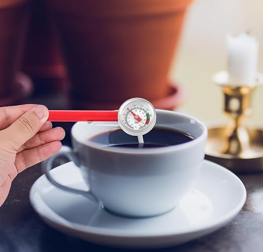 2 Pack Instant Read Pocket Milk Frothing Thermometer with1 inch Dial 5 inch Probe Clip,Best Instant Read Food for The Coffee Drinks,Chocolate Milk Foam (Color Dial)