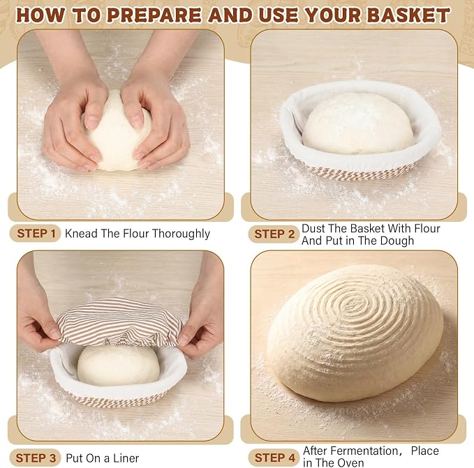 6 Set 6.9 Inch Mini Banneton Bread Proofing Basket Natural Cotton Rope Proofing Bowls Kit with Cloth Liner Small Sourdough Bread Baking Supplies for Home Baking (Brown)