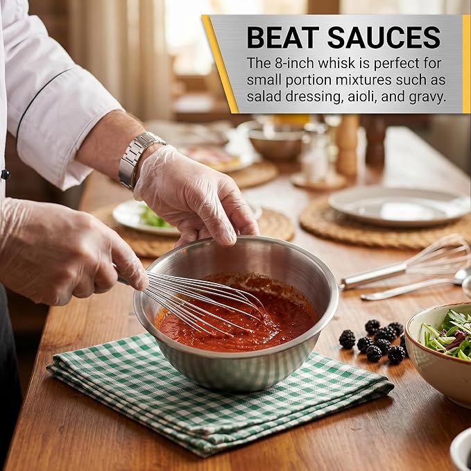 Whisks for Cooking,Stainless Steel Whisk Set 8" 10" 12",Balloon Wire Whisks for Whisking, Beating, Blending Ingredients, Mixing Sauces (Silver)