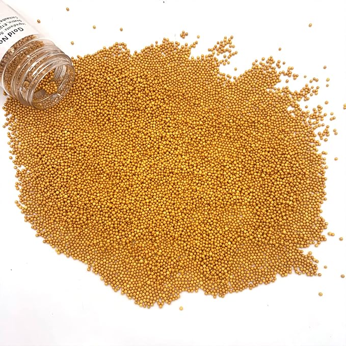 Gold Sprinkles Edible Candy Mini Pearls Cupcake Cake Toppers, Celebrations Candy Pearls Shaker Jar Wedding Shower Party Cake Decoration Supplies­ 3.2oz