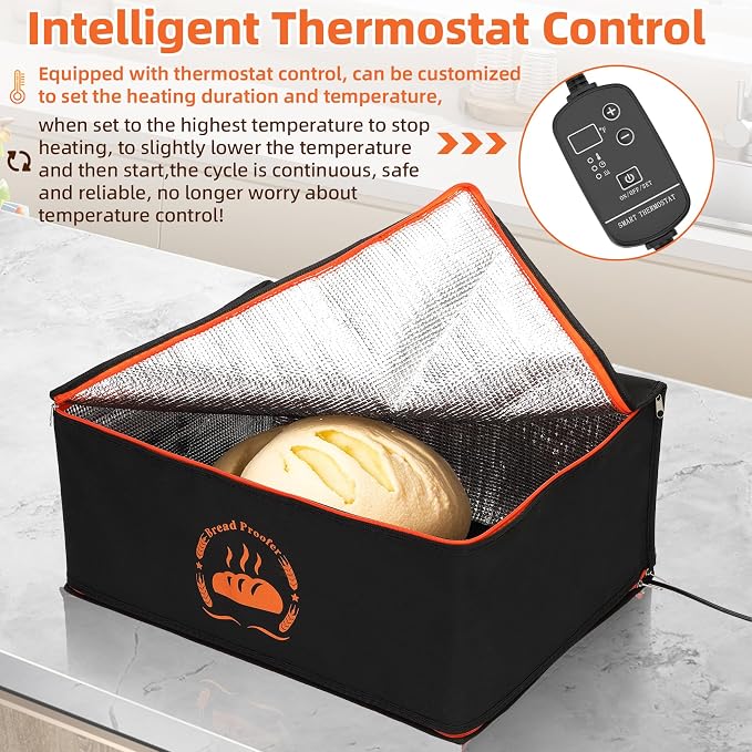 Bread Proofing Box Used to Provide Sufficient Temperature for Bread Proofing, Proofing Box Consists of Sourdough Bread Proofing Mat and Thermal Insulation Box, Suitable for Half Size Baking Sheet Pan