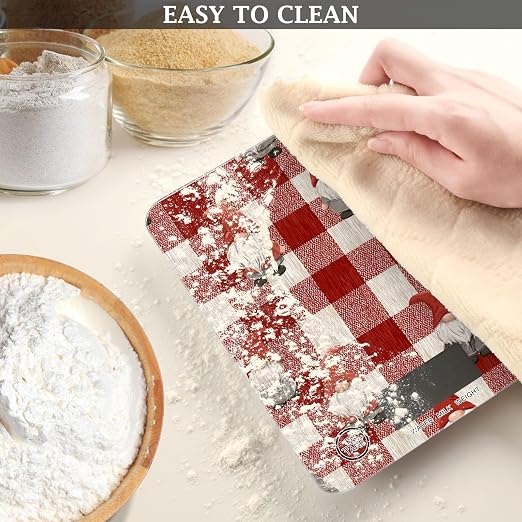 Food Scale Kitchen Digital Scale Food Ounces and Grams Dieting Baking Cooking Waterproof Glass Panels LCD Display,4 Units Scale Tare Function Checkered Red