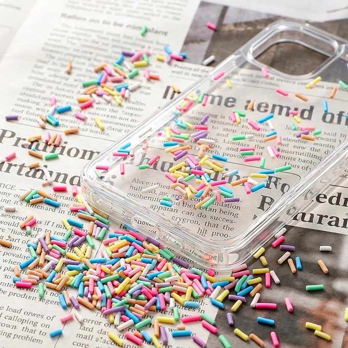 DIYASY 180g Fake Sprinkles, 6.35 oz Non-Edible Resin Sprinkles Faux Plastic Candy Sprinkle Polymer Clay Slices for Art DIY Crafts Phone Case (Multicolor A)