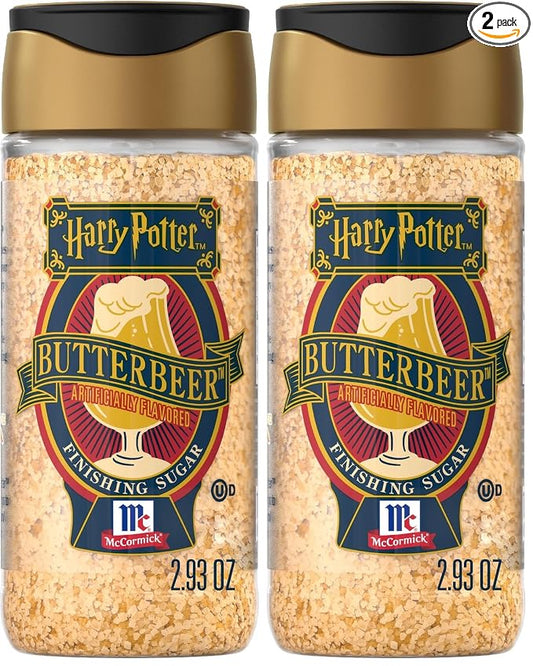 McCormick Harry Potter Finishing Sugar, Butterbeer, Limited Edition, Buttery Sweetness of Toffee, Sprinkle on Baked Goods or Use as a Rimming Sugar on Beverages, 2.93 oz (Pack of 2)