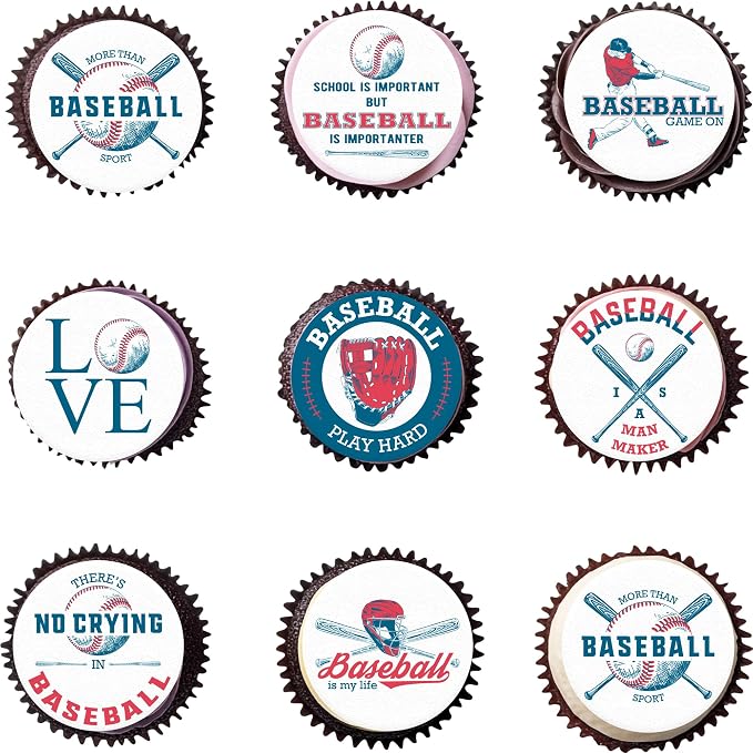 36pcs Edible Baseball Cupcake Toppers Wafer Ppaer Baseball Cake Decorations for Sports Ball Game Theme Baby Shower Birthday Party Cake Decorations Supplies