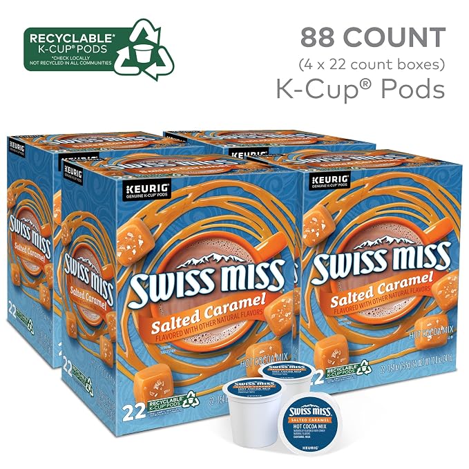 Swiss Miss Salted Caramel Hot Cocoa, Keurig Single Serve K-Cup Pods, 22 Count (Packs of 4)