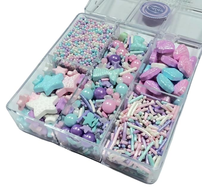 Sentovac Edible Mermaid Shell Jimmies Mixing Sprinkles for Cake Decorating Cupcake Cookie and Ice Cream Topper Decorations 2.75oz