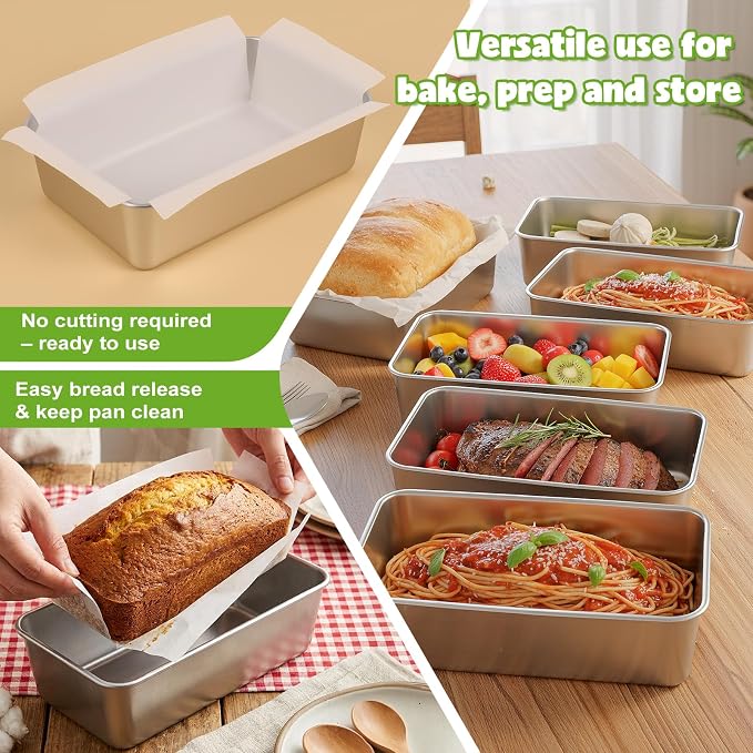8.8×5.9 Inch 304 Stainless Steel Loaf Pans for Baking Bread, Set of 8 Heavy Duty Metal Bread Pan, Oven & Dishwasher Safe Bakeware for Meatloaf, Cake & Brownies, Even Heat Baking Performance