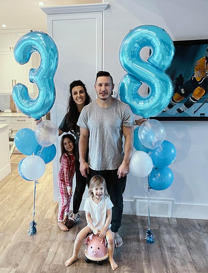 Pearlescent Blue 9 Balloon, Number Balloons 40 Inch, 9th Giant Birthday Decorations for Boys Girls, 19th 29th Party Decorations Supplies, Number 9 Balloon